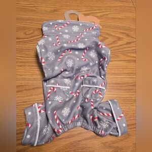 Festive Gray Candy Cane Dog Pajamas